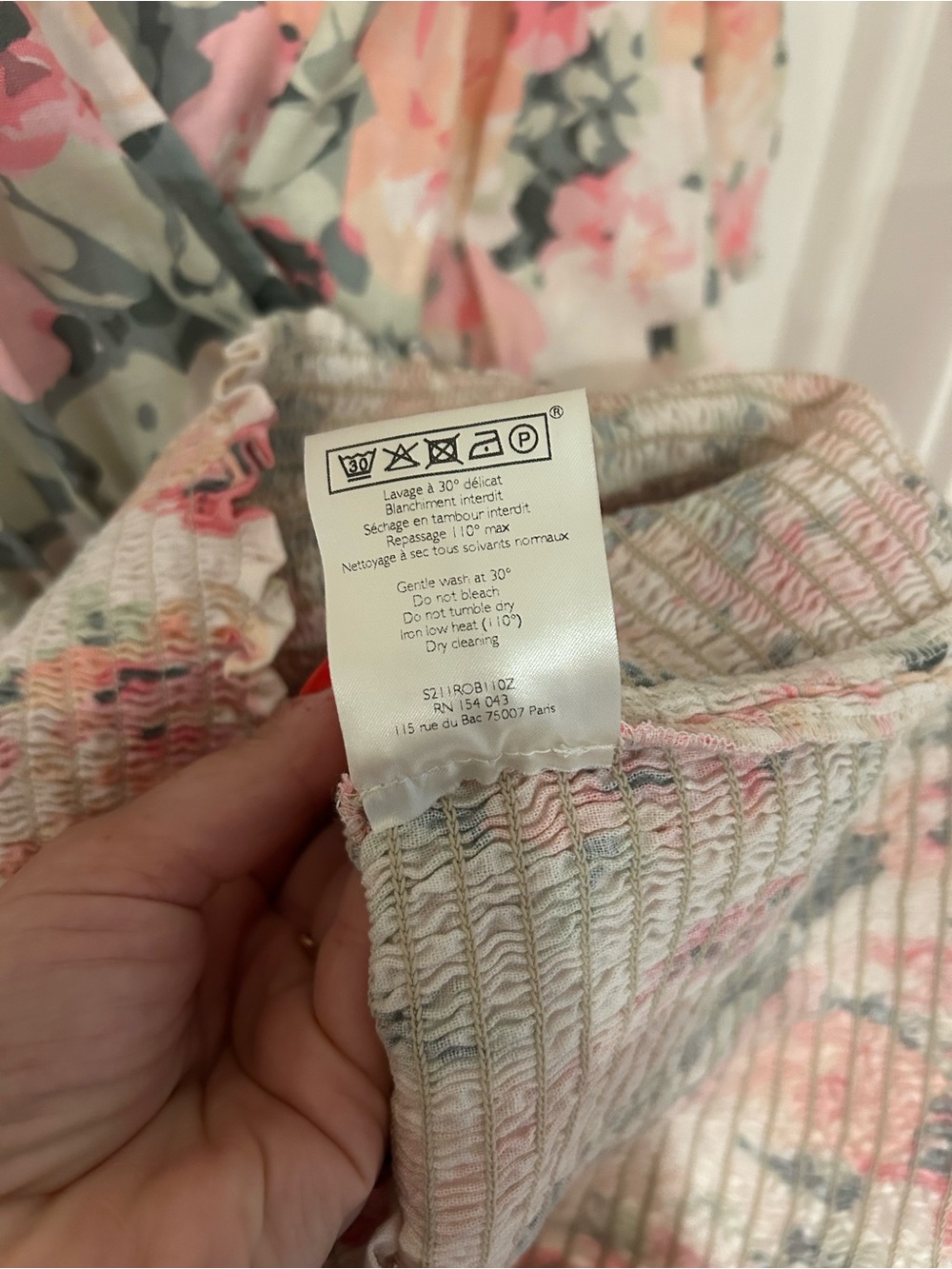 Sezane "Olga Floral" V-Neck Mini Dress with Puff Sleeves Linen Blend - Picture 7 of 9